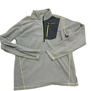 Eddie Bauer Mens Size XLT Gray FLeece Half Zip‎ Long Sleeve Sweater